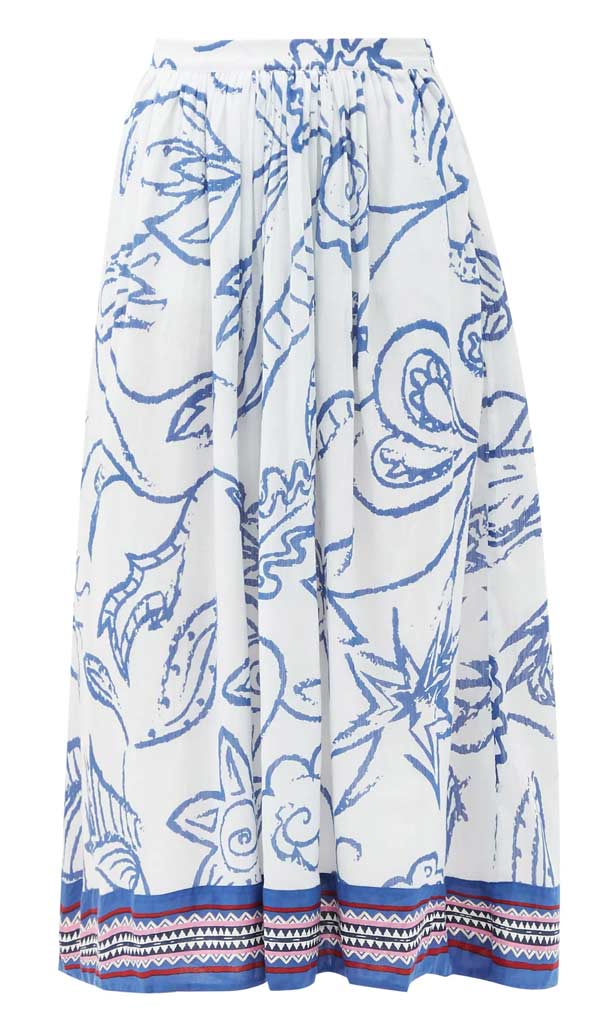 Jane paisley-print cotton midi skirt - Le Sirenuse Positano